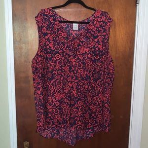 Red floral blouse 2X